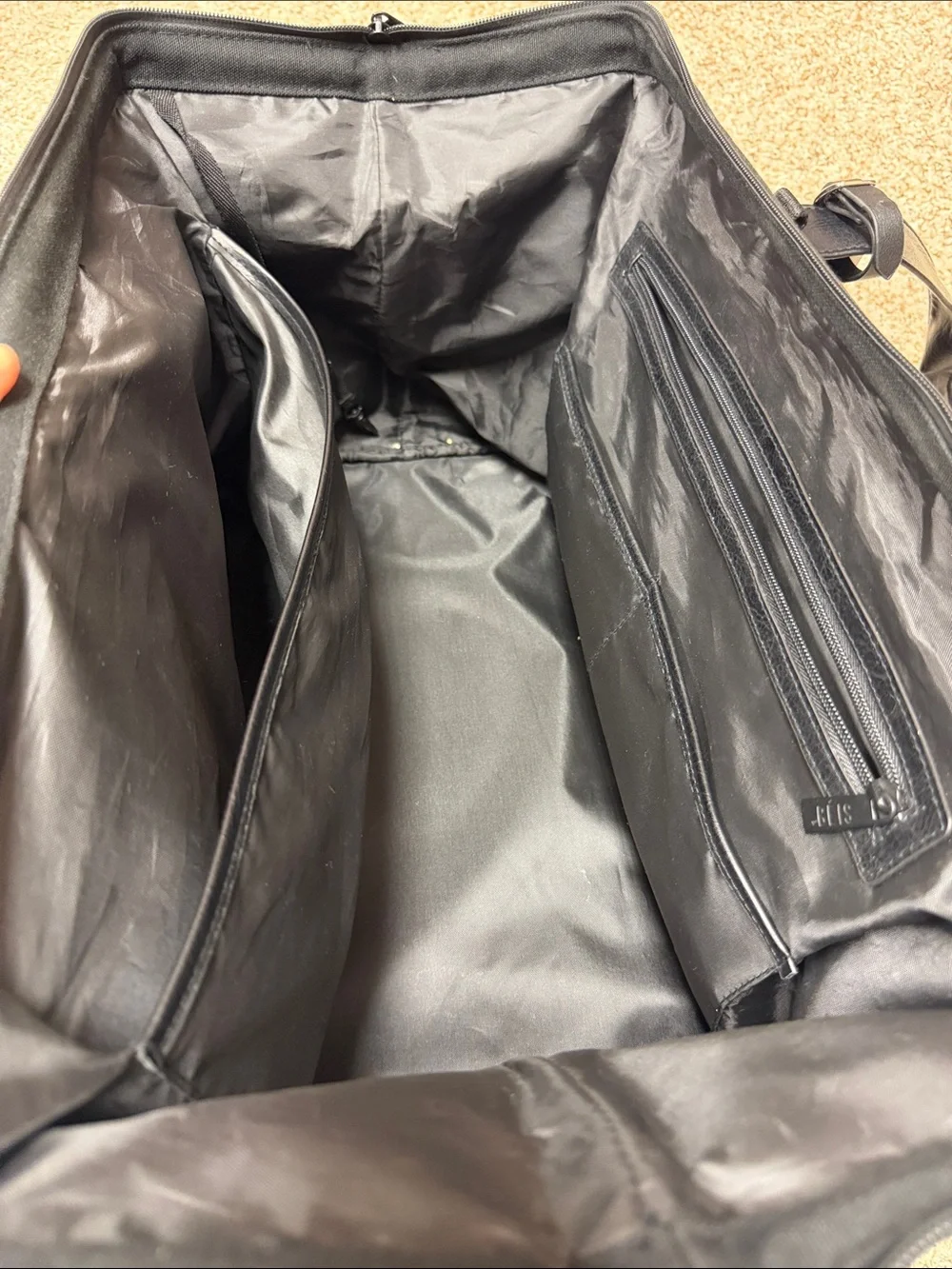 BEIS Black Travel Duffel with Leather Trim